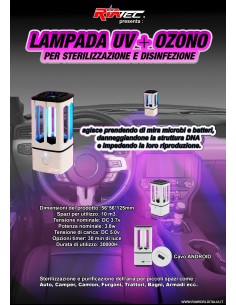 Lampada sanificatore auto UV OZONO