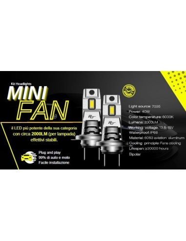 Kit Led Mini Fan H8 H19 H11 H16
