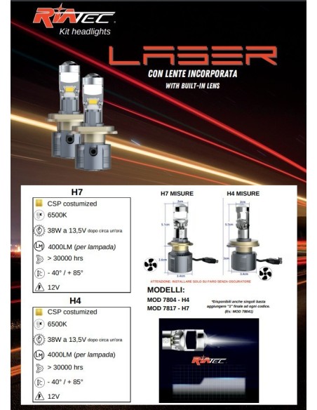 Kit Led H4 con Lenticolare