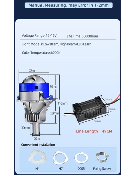 Kit gruppo Fari Full Led Lenticolari a Vite