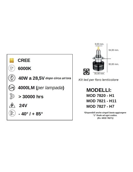 Kit Led Apollo H7 24V Camion