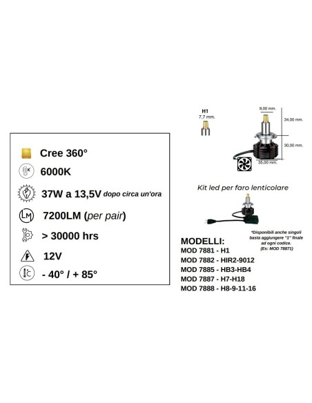 Led Apollo HIR2 9012 4000LM 6000K