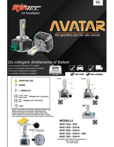 Kit Avatar conversione Led D3S D3R D8S 6500K Singolo