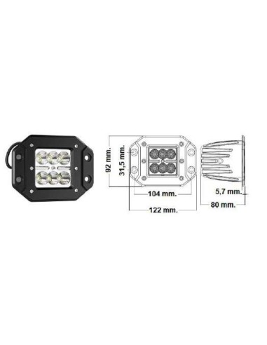 Faretto universale quadrato 12V-24V incasso