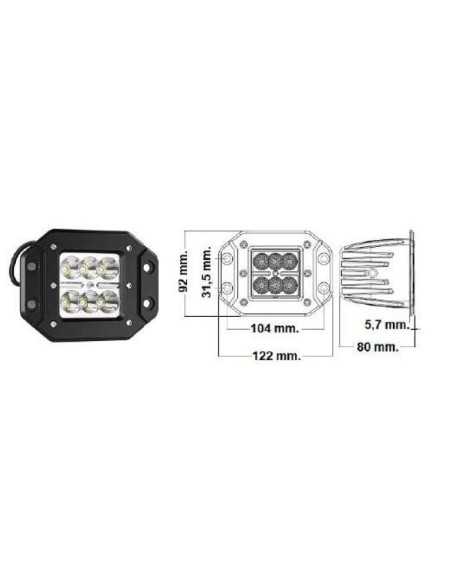 Faretto universale quadrato 12V-24V incasso