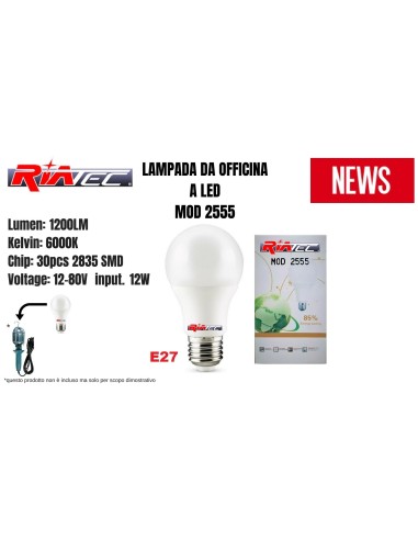 Lampada Lavoro 12W 12-80V Bianco Freddo