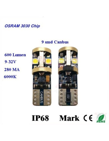 Lampade 9 Led Chip Osram Cambus - 12V