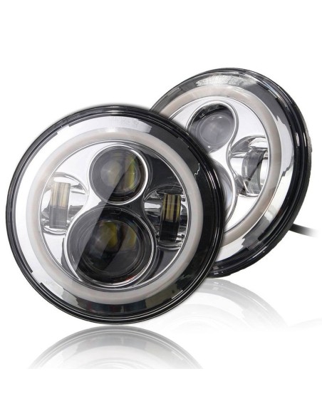 Kit Fari Full Led tondo Cromo 2 Pz