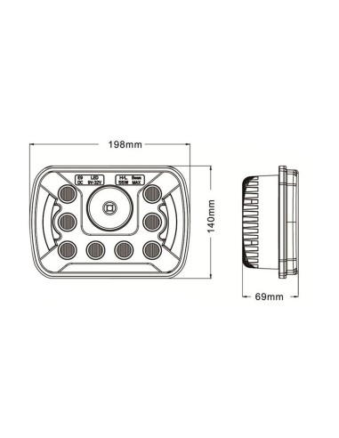 Kit Fari Full Led Misura Rettangolare 2 Pz