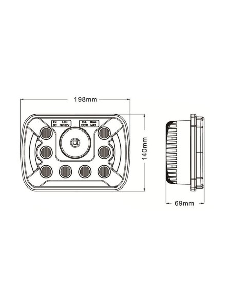 Kit Fari Full Led Misura Rettangolare 2 Pz