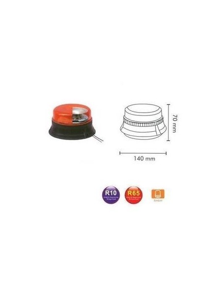 Faro lampeggiante a led Calamita e Ventosa Corto
