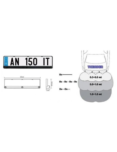 Kit 3 sensori di parcheggio su porta targa