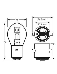 Lampada Anabbaglianti BA20D in 6 volt 2