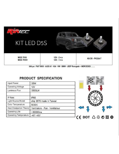 Kit Led Anabbaglianti conversione Xenon D5S 500X